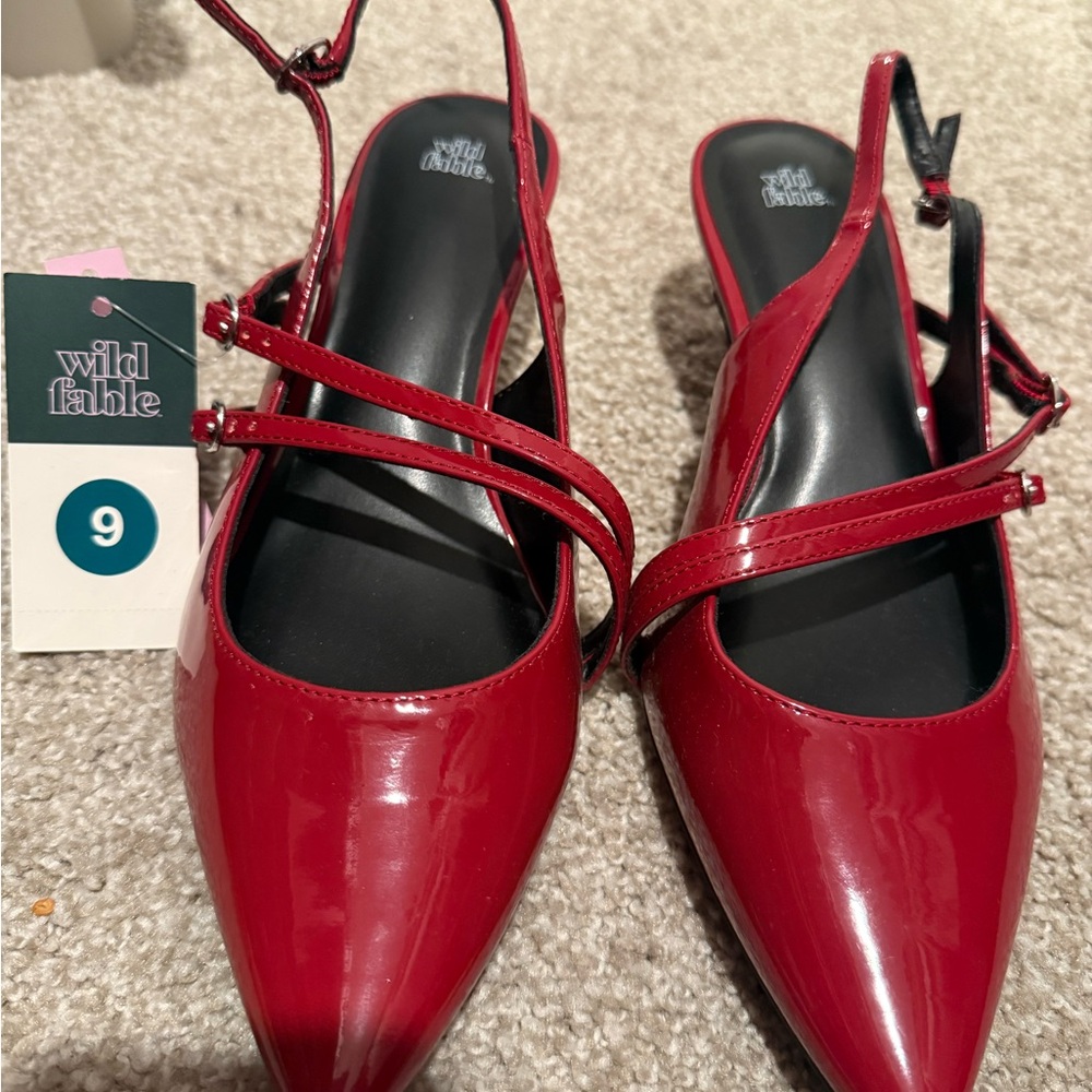 Wild Fable Red Patent Heels with Adjustable Straps